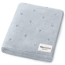 Luxury Organic Cotton Pointelle Knit Baby Quilt Blanket - Lightweight Nursery Es