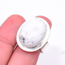 Natural White Howlite - United States 925 Sterling Silver Ring S.8 R951042016
