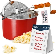New Original Red Whirley-Pop Popcorn Popper Stove Top Wabash Valley Farms 6qt