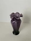 Vtg Purple Fenton Vase w/Lavender Cased Inside, 8 Panels, Ruffled Top Edge
