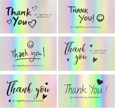 120Pcs Thank You Cards Small Business, Mini 6 Styles 2x3.5 Inch, Silver