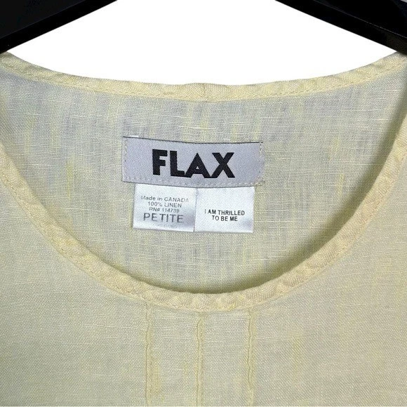 Top campesino boho manga larga 100 % lino amarillo mantequilla talla P/US 4-6 Foto 3 de 4