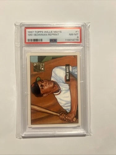 1997 Topps Willie Mays Reprints Willie Mays 1951 Bowman Style #1 PSA 8 HOF POP 4
