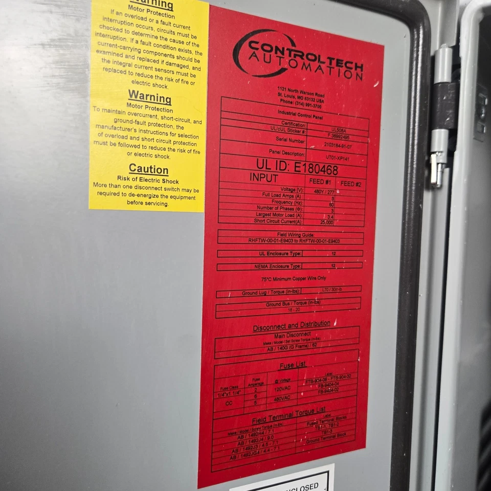 Industrial Control Panel – UL508A Certified – 480V 30A 3-Phase – Allen-Bradley - Image 2 of 4