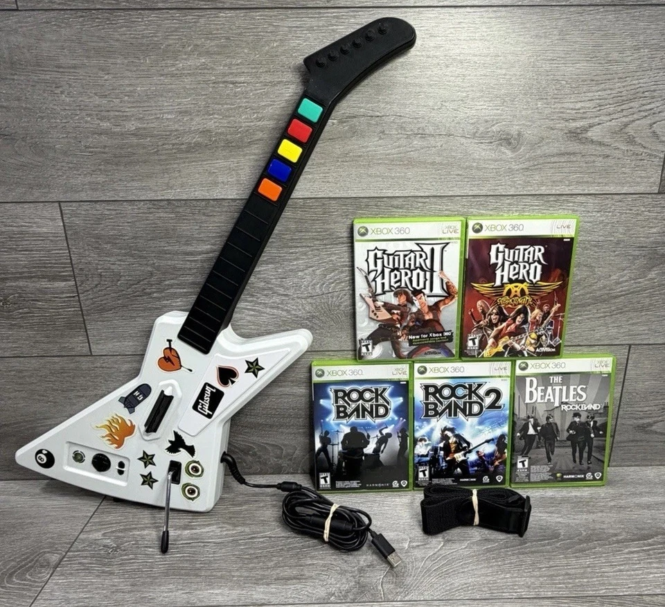 Guitar Hero II Xplorer Explorer Controlador Rock Band 1 2 Paquete Lote Xbox 360 Foto 2 de 4