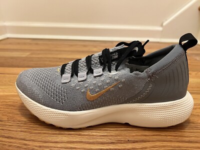 NIKE WMNS REACT ESCAPE RUN FLYKNIT COOL GREY METALLIC GOLD DC4269 003 SZ 8.5