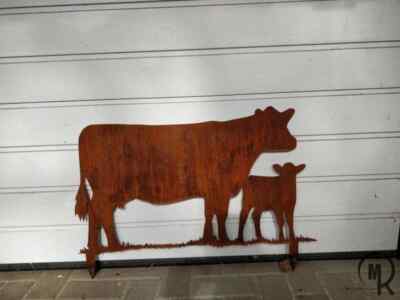 Gartenstecker XL Kuh mit Kalb Gartendeko Big Gartenschild