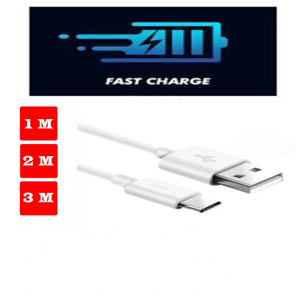 Fast Charging USB Type C Cable Heavy Duty Phone Charger Data Long Lead 1M 2M 3M - Image 2 of 4