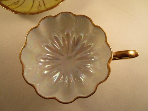 Tazza da tè e piattino vintage Royal Sealy Cina Giappone pergamena oro giallo - Foto 4 di 13