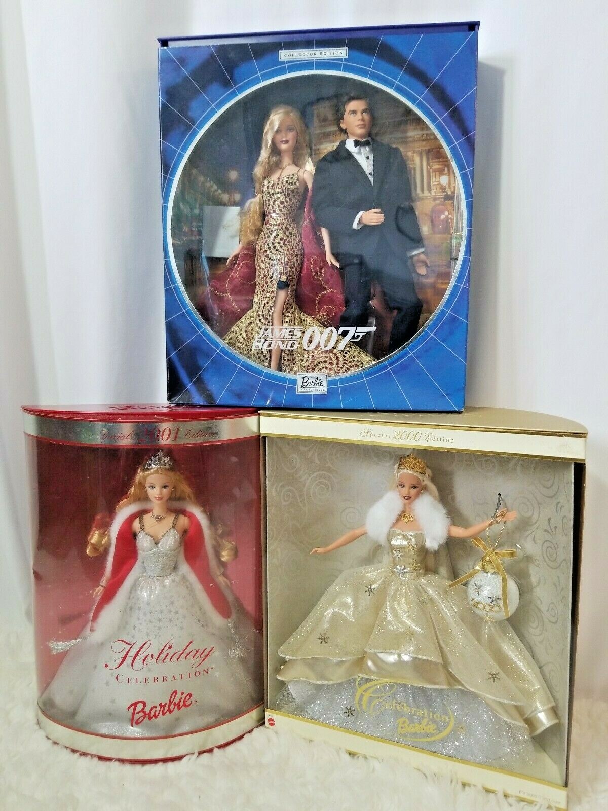 Lot Of 3, 2 Holiday Celebration & James Bond 007 Ken Barbie NIB Lot Of 3, 2 Holiday Celebration & James Bond 007 Ken Barbie NIB