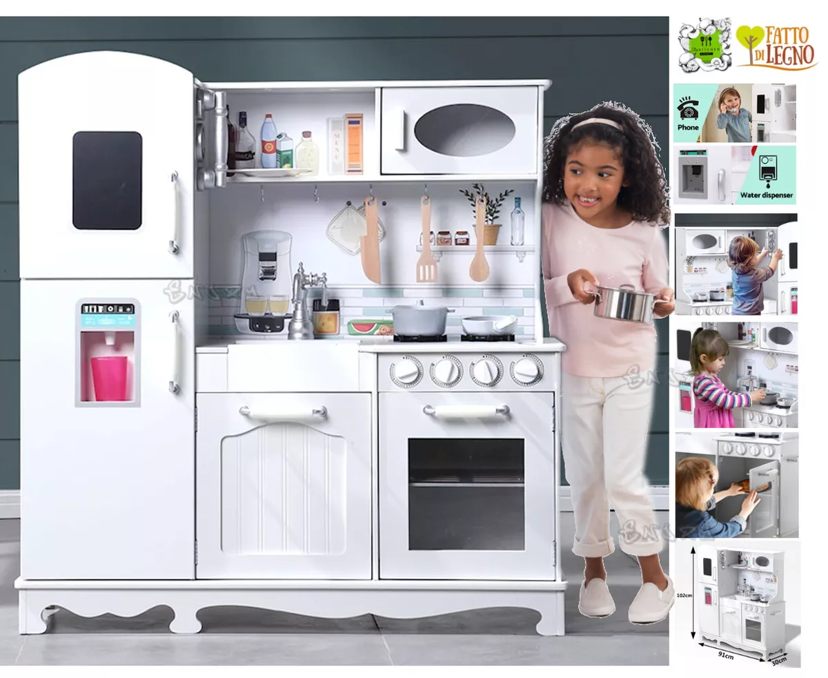 Cuisine Jouet en Bois Pour Enfants Grande Frigo Et Accessoires