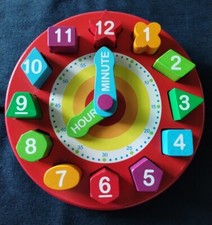 Educational Wooden Number Shape Sorting Clock Melissa  Doug 7918 Red SHIPS FAST