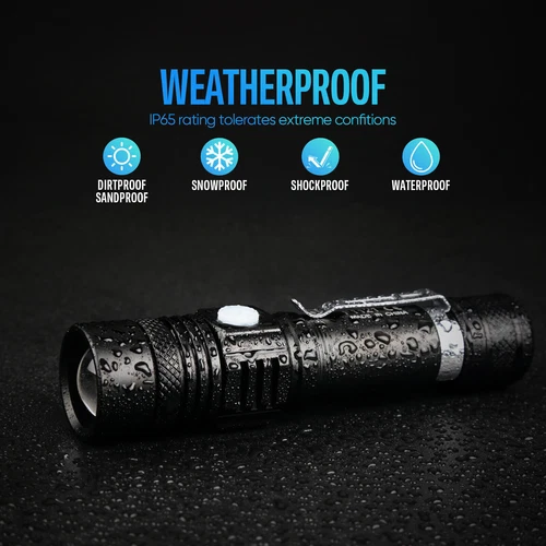 Super Bright 90000LM LED Tactical Flashlight Zoomable With Rechargeable Battery - Picture 8 of 10