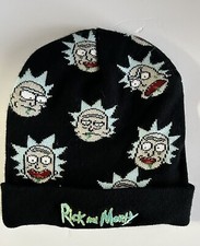 Rick  Morty Black Knit Winter Beanie Hat One Size Unisex