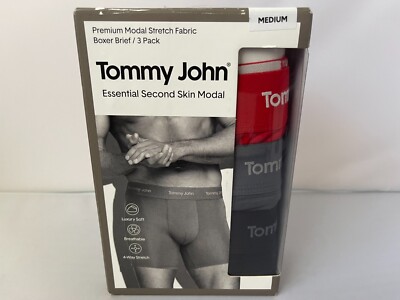 Tommy John Men's Boxer Briefs Underwear Second Skin Premium Modal 3 Pack MEDIUM