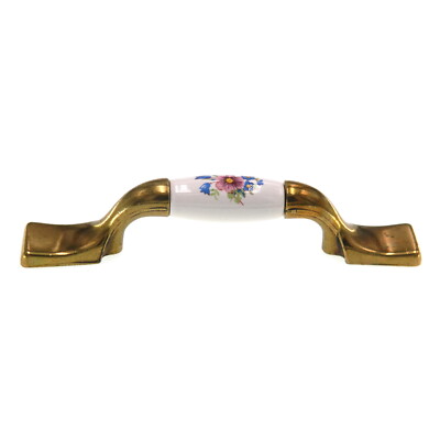 Amerock Royal Family Antique Brass White 3'' CTC Flower Cabinet Pull BP76240-FWB