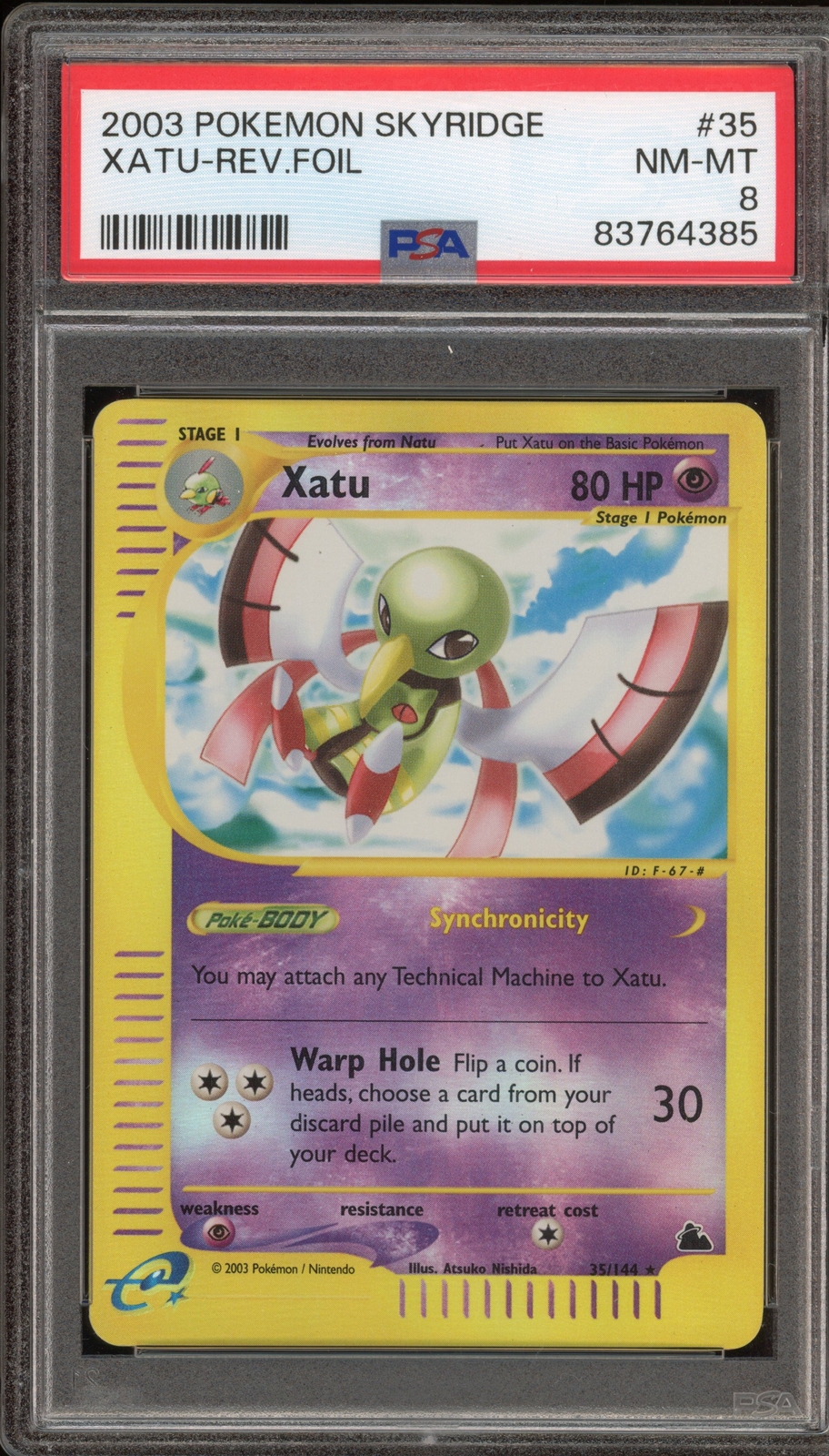 Pokemon Xatu Skyridge Reverse Holo Rare #35 PSA 8