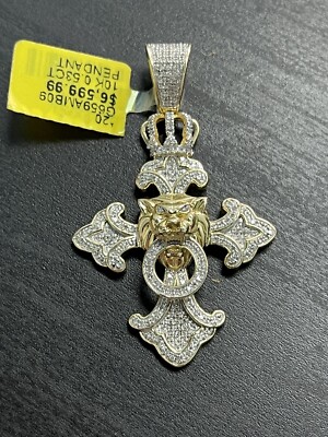 10k Gelbgold 0,53ct Diamanten Krone Löwenkreuz Anhänger alles neu alles echt