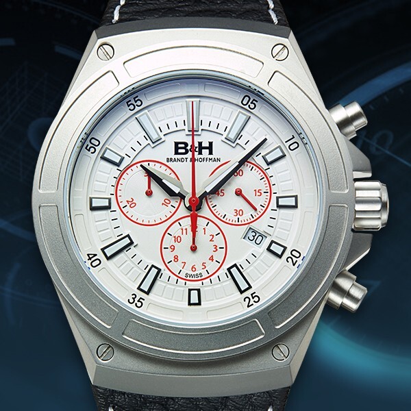 NEW Brandt & Hoffman 14040-WHT Mens Swiss Chronograph Deacon
