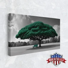 Sanctuary in Green Canvas Print for Home Decor, Tree Of Life Wall Decor Poster