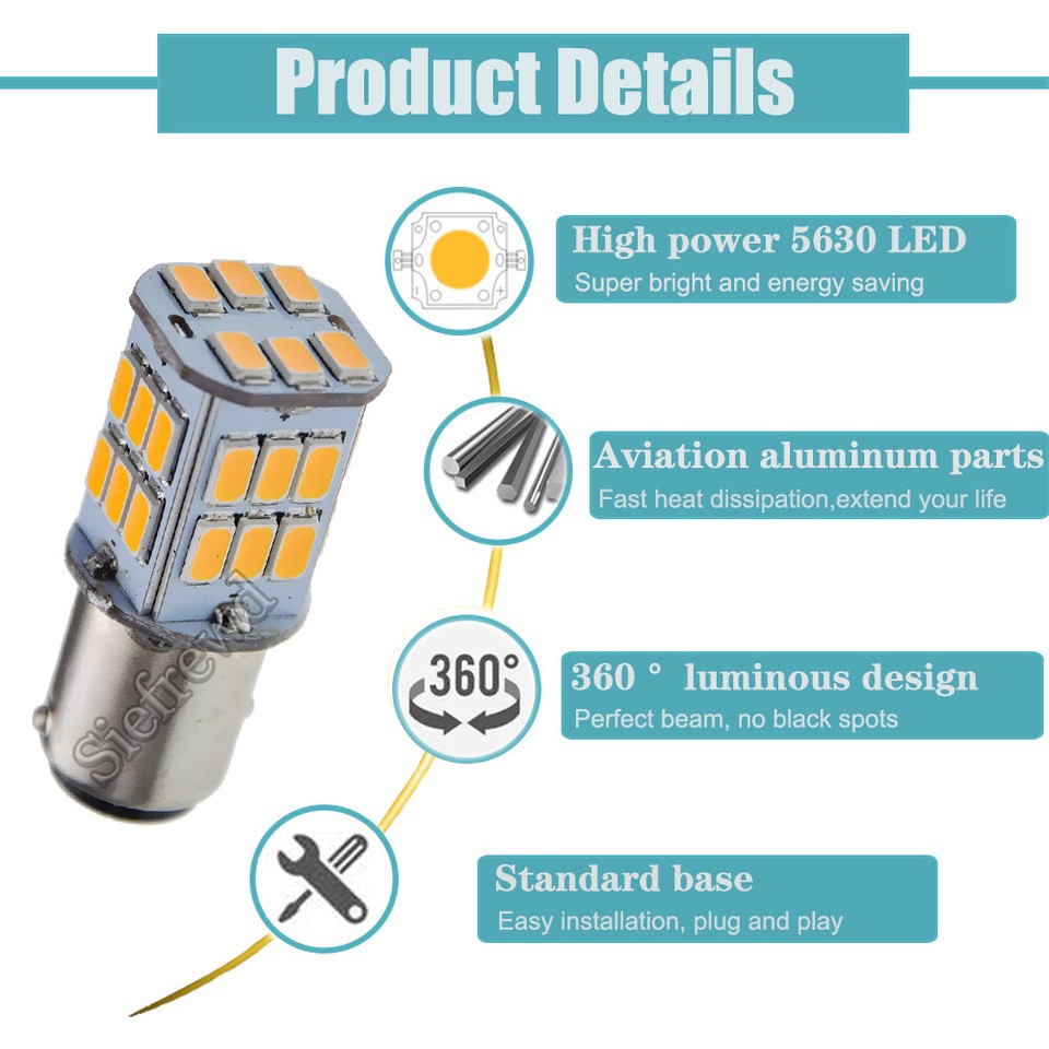 Find 2 AMBER O 1157 BAY15D 24 LED FRONT BUMPER/CORNER TURN SIGNAL LIGHT