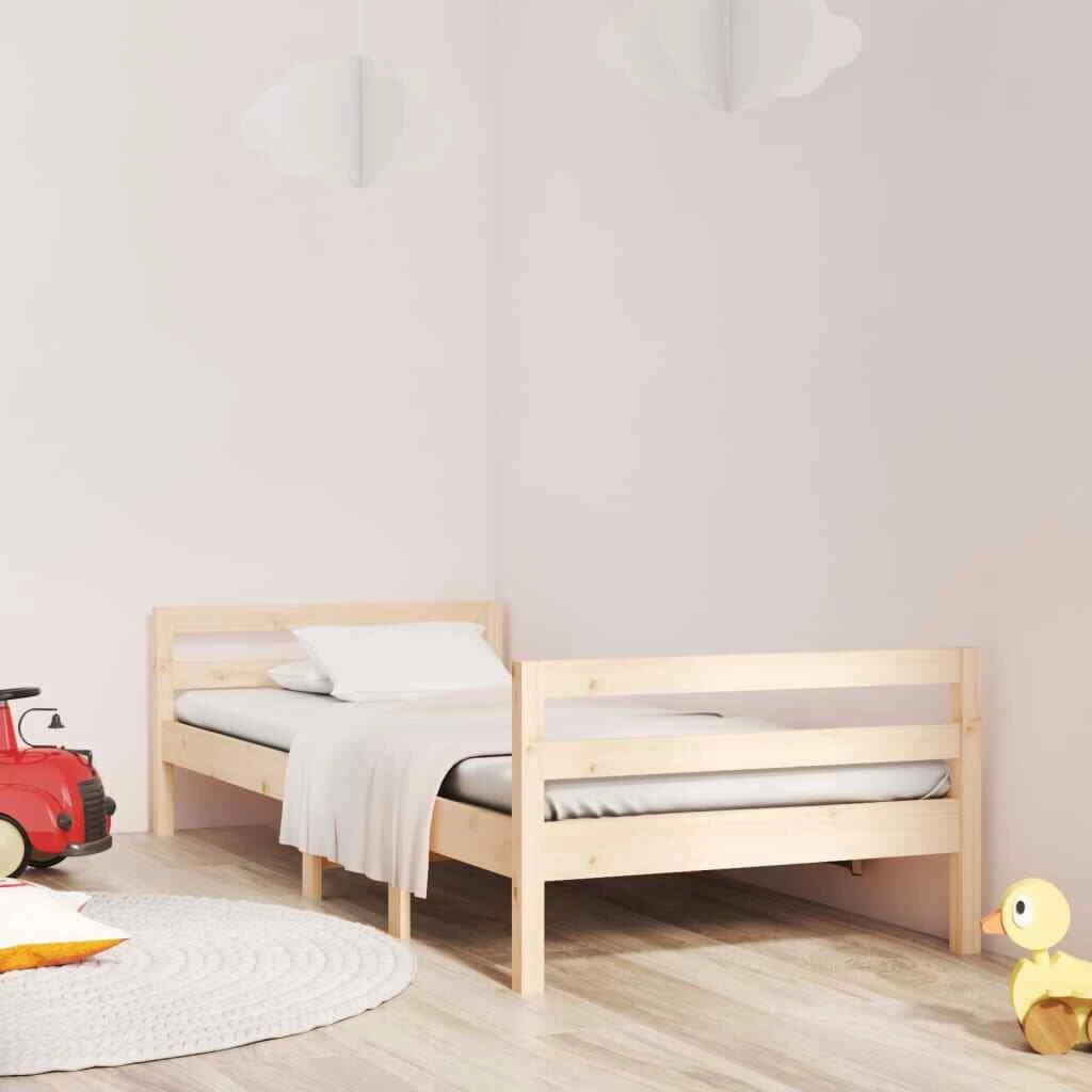 Bed Frame Solid Wood Pine in Black Grey Natural 75x190 cm