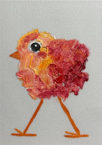 ACEO Original Painting, Bird Impressionism Oil Art, ATC, Birdie Animal, Small