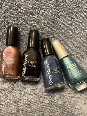 3 Sally Hansen Hard As Nails Nail Polish Liquid Brownstone Black Heart .45 fl oz