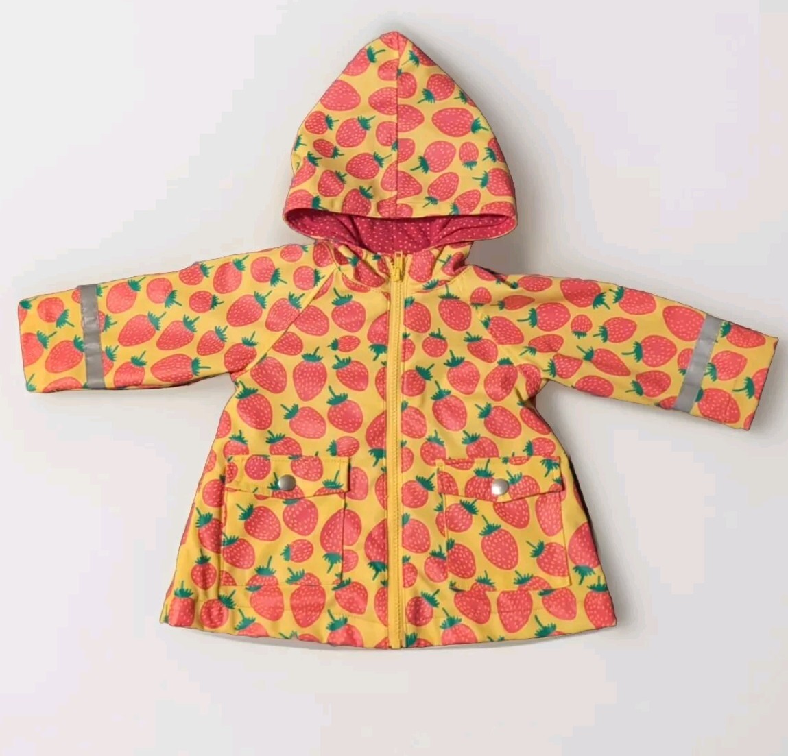 Marimekko 12 Months Raincoat Strawberry Lined Jacket Yellow