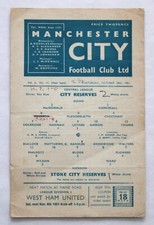 MANCHESTER CITY RESERVES v STOKE CITY RESERVES CENTRAL LEAGUE 1961/62 28/10/1961