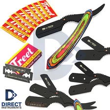 Professional Vintage Straight Edge Folding Knife Barber Hair Shaving Razor Kit 