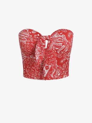 Ethnic Print Tied Smocked Crop Tube Top 