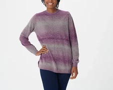 LOGO by Lori Goldstein - Space Dyed Striped Sweater - Charisma