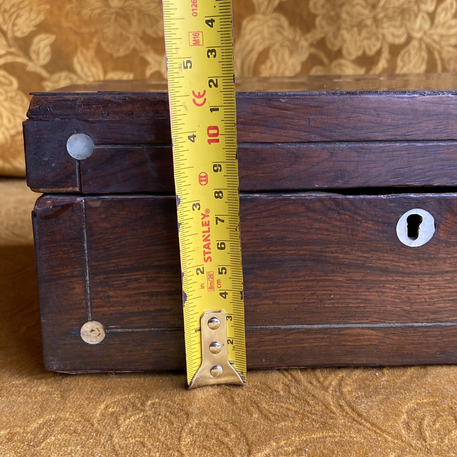 Vintage Wooden Sewing Box & Contents Reels Spools Antique Till