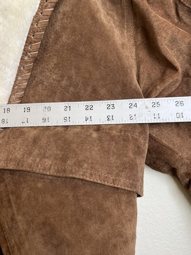 NWT Vtg 80S Dalmys Suede Leather Faux Shearing Jacket W Hood Brown Zip Up Sz M - Picture 18 of 19