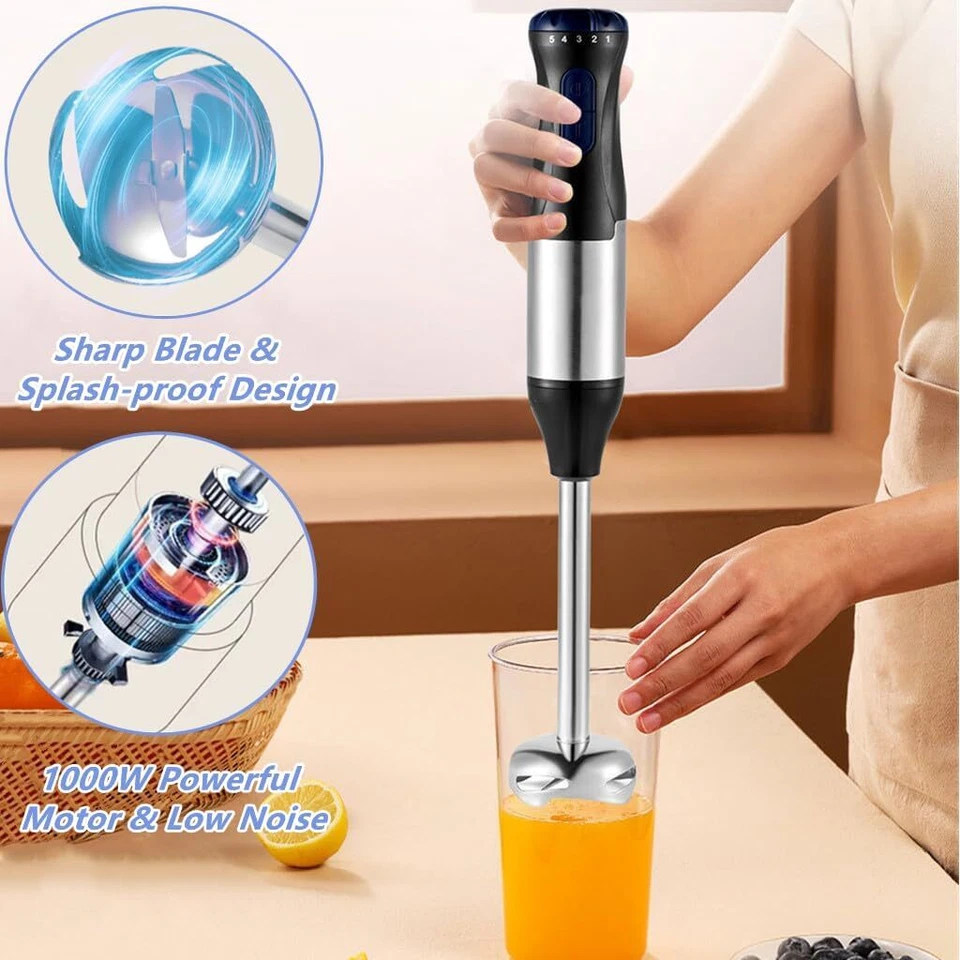 1000W 5-in-1 Immersion Blender Handheld 5-Speeds Food Hand Blenders Chopper US - Image 4 of 4