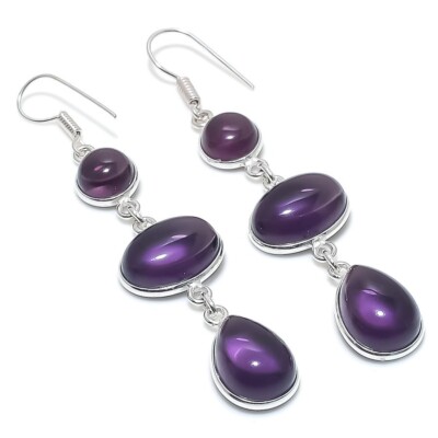 Boucles D'oreilles Pendantes En Argent 925 Et Pierre œil De Tigre - Fait Main En Inde - Neuf Sans Emballage