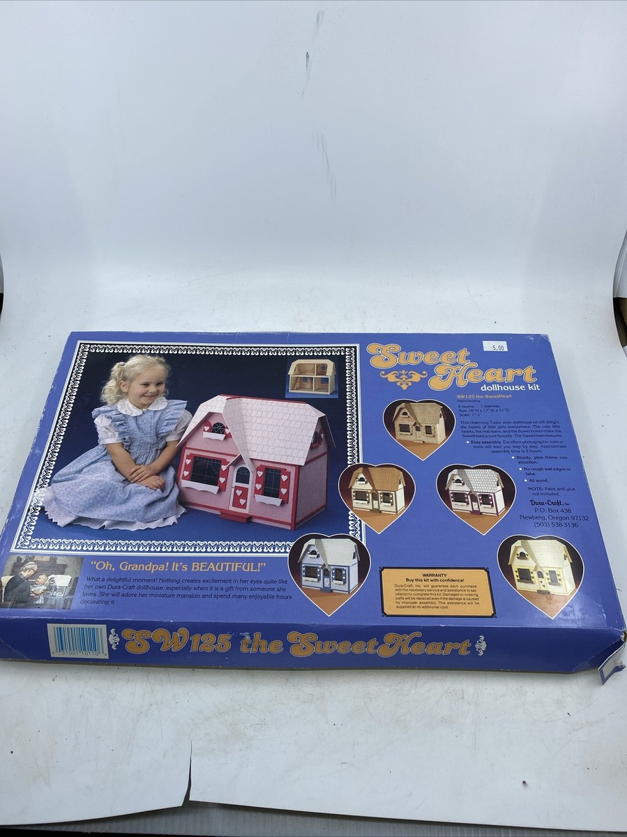 Vintage 1985 Dura-Craft Sweet Heart Dollhouse Wood Kit SW125