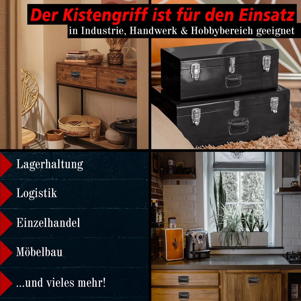 Kistengriff Klappgriff Verzinkt Einlasskistengriff Tragegriff Boxengriff Griff - Bild 3 von 4