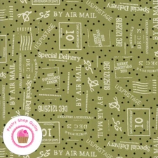 Moda OVERNIGHT DELIVERY 5703 12 Green Text SWEETWATER Quilt Fabric CHRISTMAS