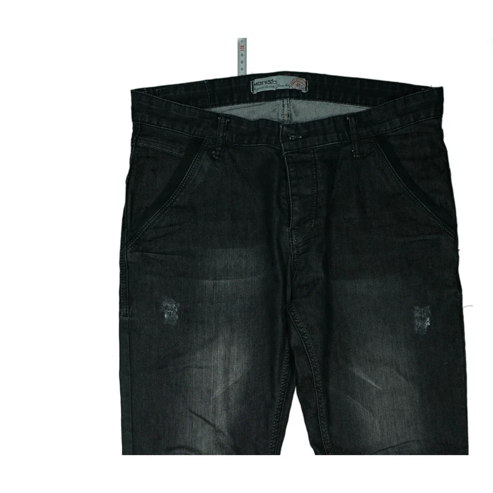 MERISH Herren Jeans Hose destroyed Slim Fit XL W36 L34 used look schwarz stretch - Bild 2 von 4