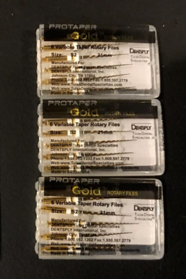 3 x Dentsply ProTaper Gold Files Assorted S2 21mm