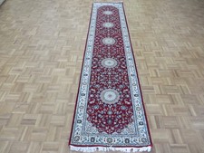 2'9 x 8'2 Runner Hand Knotted Red Nain With Silk Oriental Rug G12498
