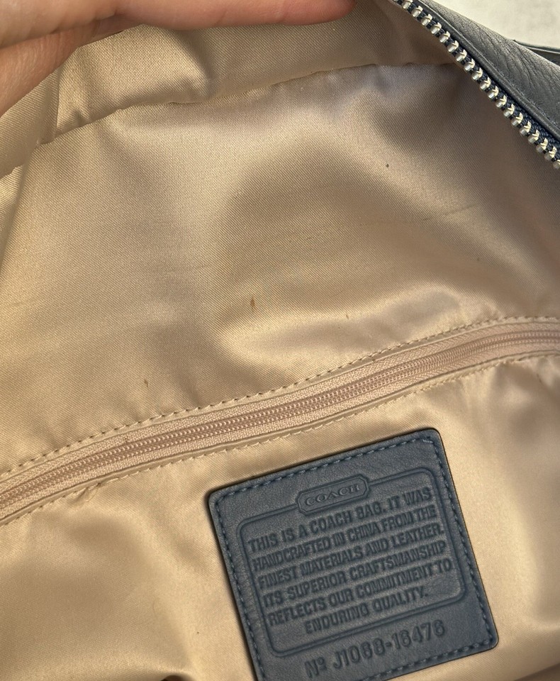 NWT COLETTE LARGE PEBBLED LEATHER STRIPE TOTE SHOULDER BAG 16476 BLUE