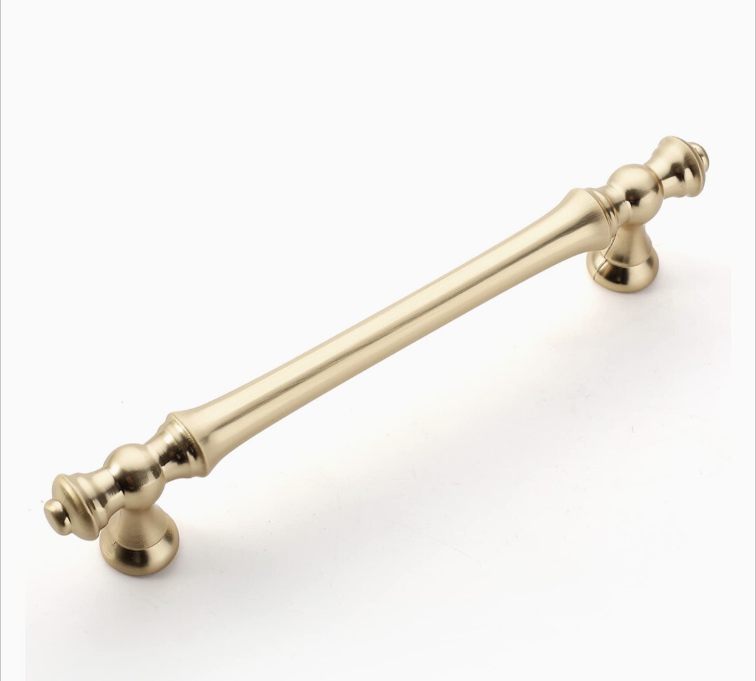 9 Pack Solid Brushed Brass Cabinet Handles 5 Inch Hole Centers Drawer Pulls