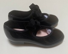 NEW Girls Capezio Black Patent, Tele Tone Tap Tie Shoes. Girls Size 10W