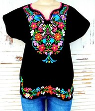Mexican Embroidered Women's Blouse Assorted Sizes  Colors S To 3XL Peasant Top