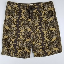 Old Navy Mens Swim Suit Trunks Size Large Brown Gold Tribal Print 11" Inseam New