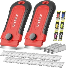DIYSELF 2 Pack Razor Blade Scraper with 30 Pcs Blades