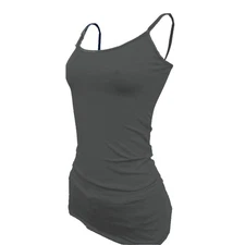 (Bozzolo) Plain Long Tank Top w/Spaghetti Straps Cotton Cami  Junior Size S M L